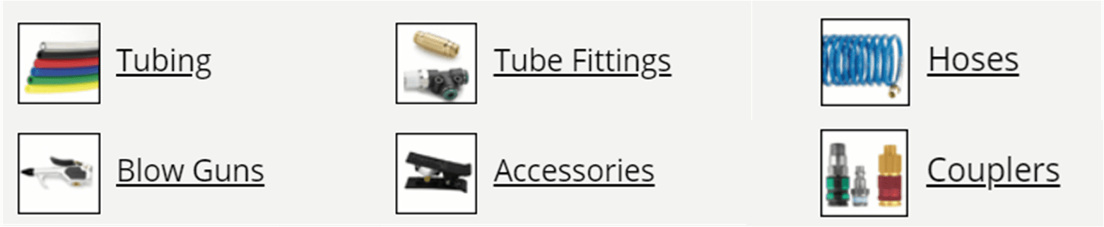 A picture of the different types of tube fittings and accessories.