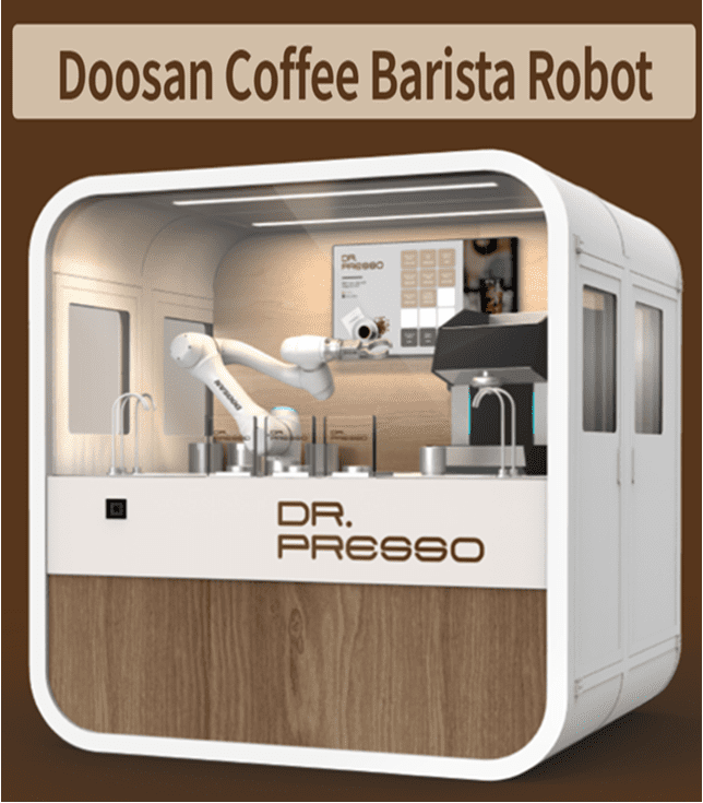 A coffee shop that is designed to look like a robot.