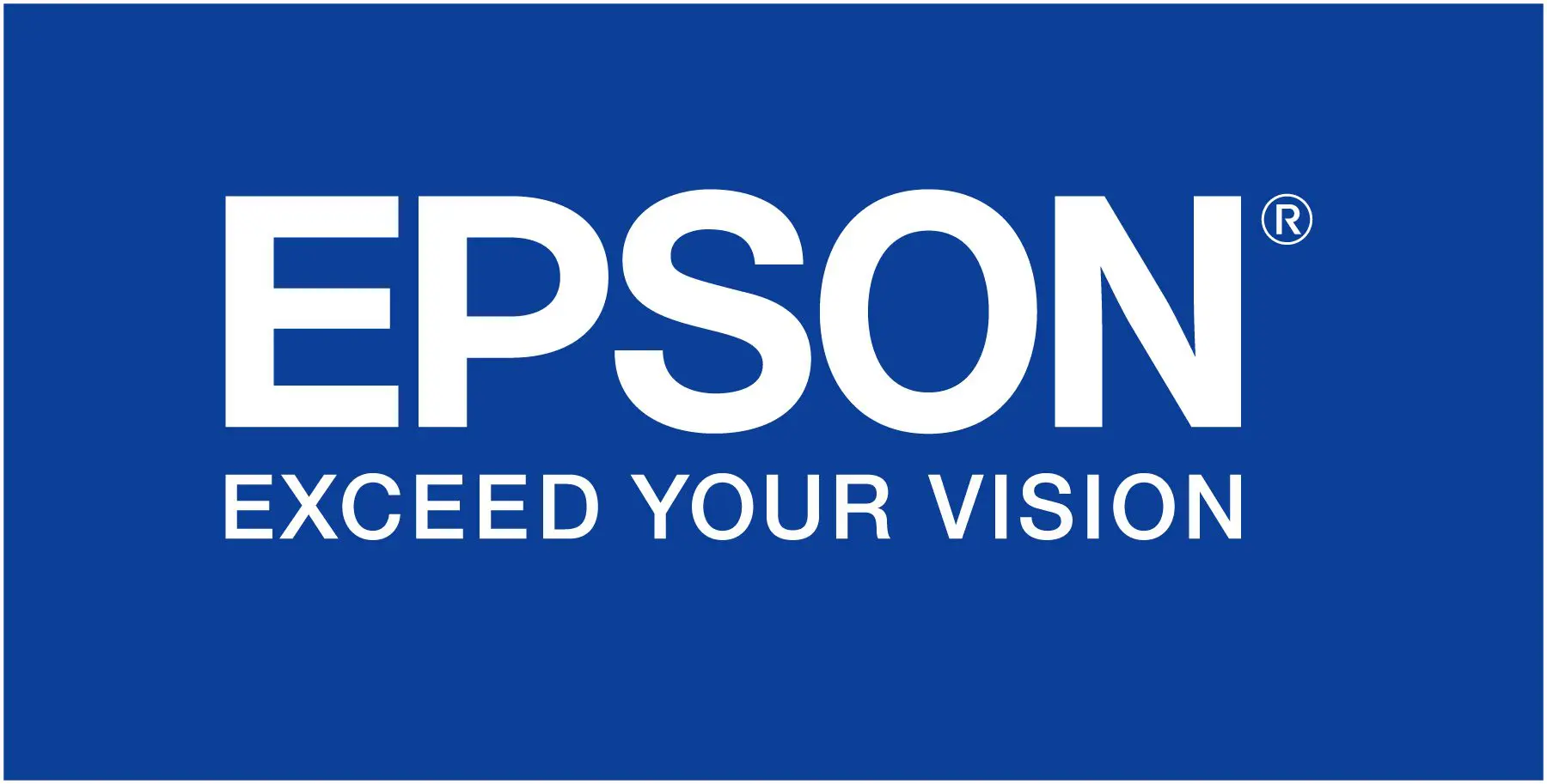 A blue and white logo of epson