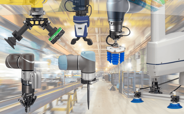 A group of machines in a factory with lights
