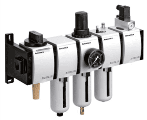 A group of four valves connected to one unit.