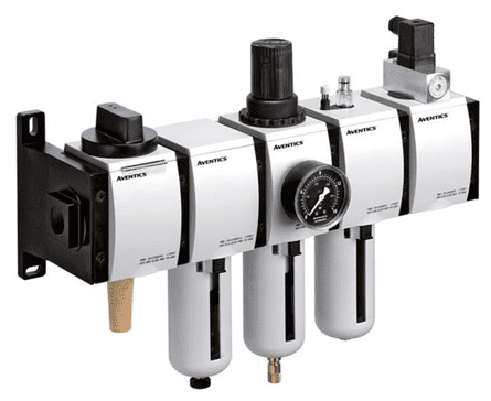A group of four valves connected to one unit.