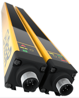 Two yellow and black pipes with a green background