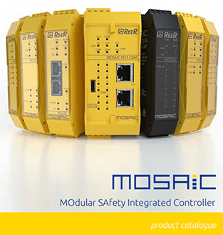 A yellow and black image of modular safety integrated controller