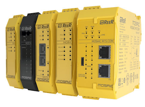 A yellow device with three different types of wires.