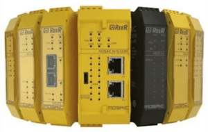 A group of yellow and black electronic devices.