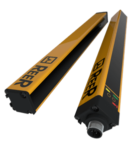 A pair of yellow and black bars with the word " reep " on them.
