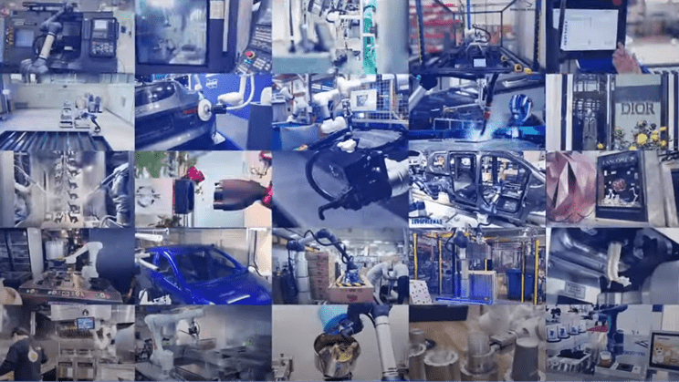 A collage of various pictures with many different machines.
