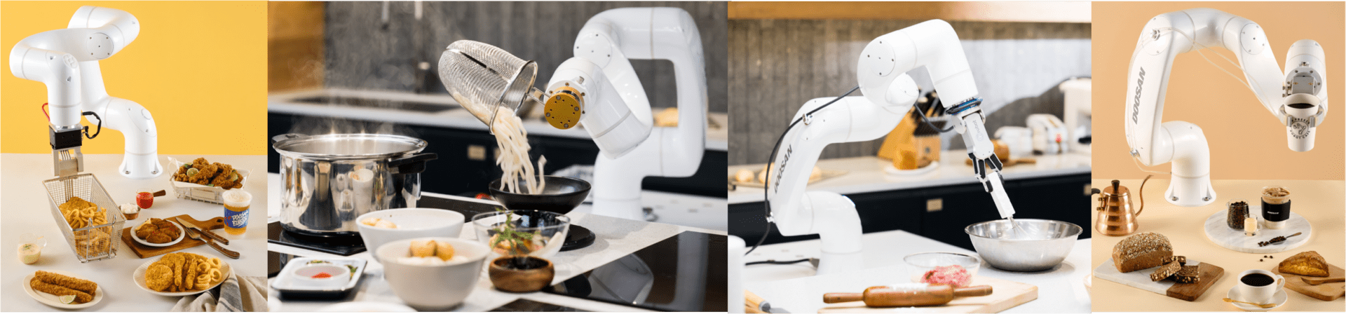 A robot is cooking food on the stove.