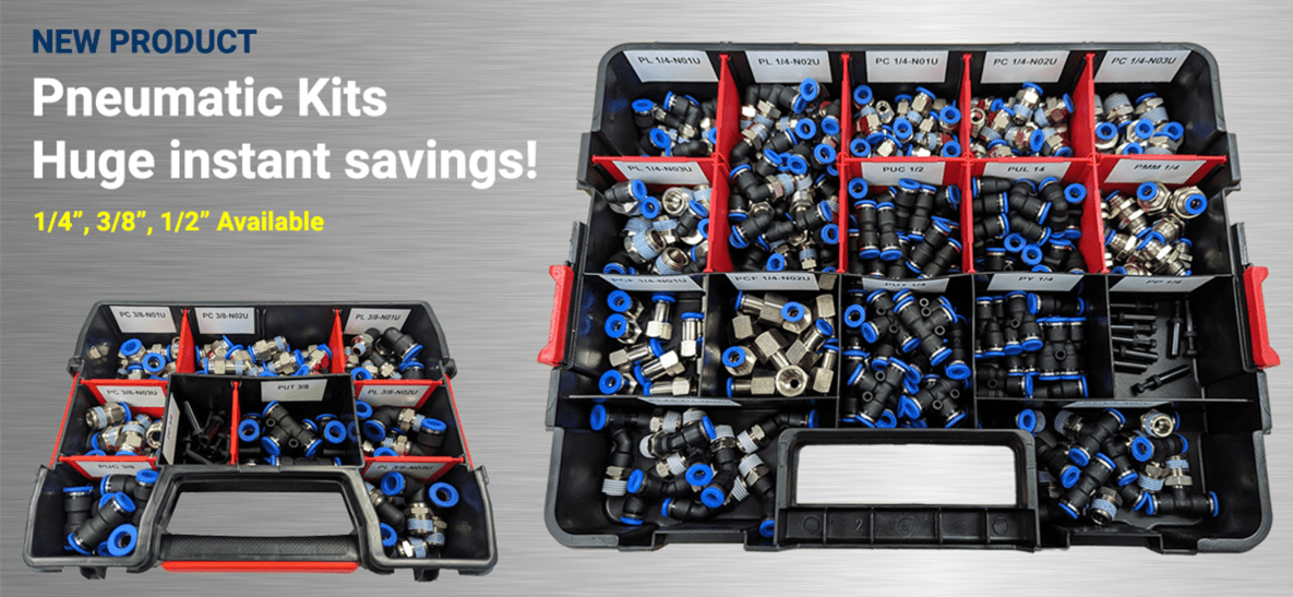A large assortment of plumbing fittings in a case.