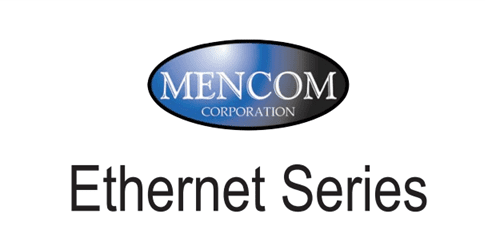 A logo for mencom corporation and the internet service.