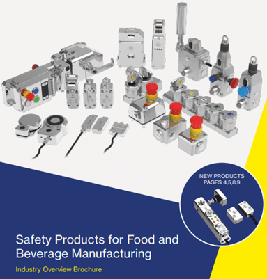 A brochure of safety products for food and beverage manufacturing.