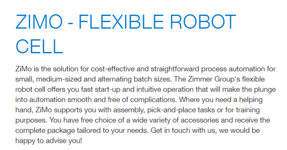 A page from the zimmer group 's website.