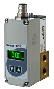 A close up of the front of an aventics device