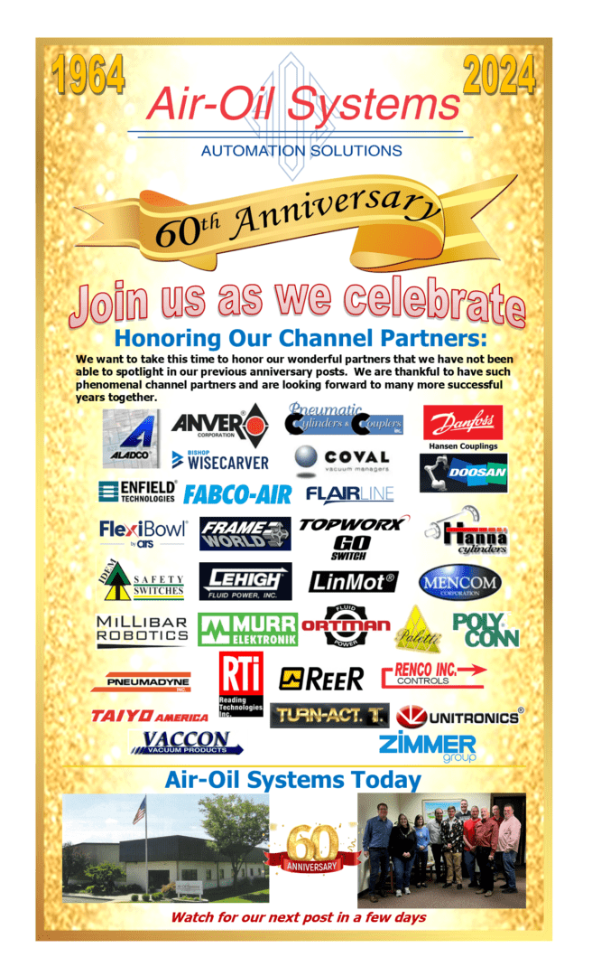 A poster with many different companies and logos