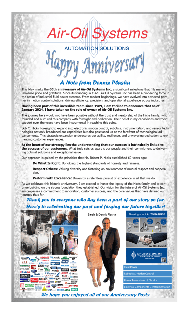 A page of an anniversary newsletter with pictures and text.