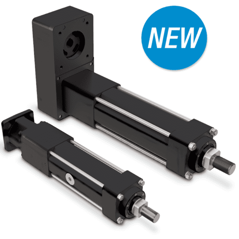 A black and silver picture of two different types of actuators.