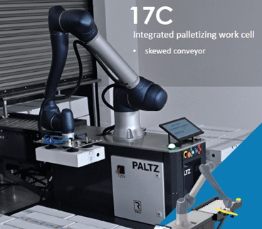 A palitz robot is on the conveyor belt.