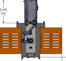 A drawing of the side view of an industrial type machine.