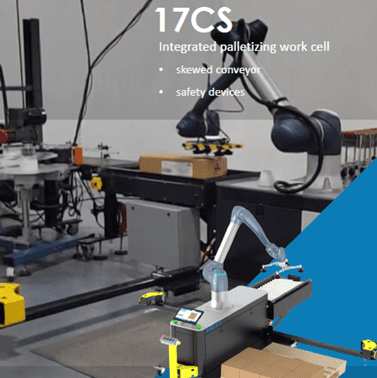A robot arm is shown in an industrial setting.