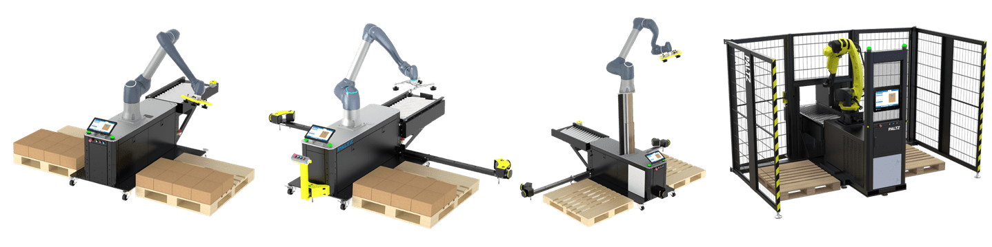 A pair of machines that are on top of some pallets.