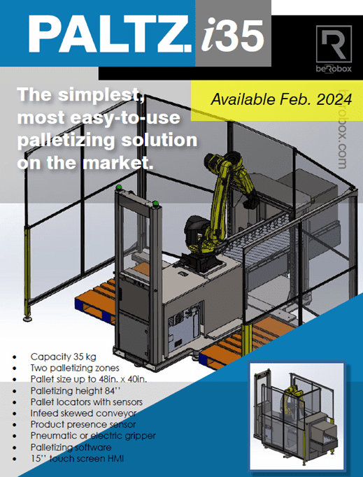 A poster of an industrial robot and its equipment.