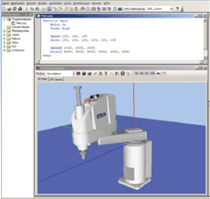Software interface with 3D robotic arm simulation