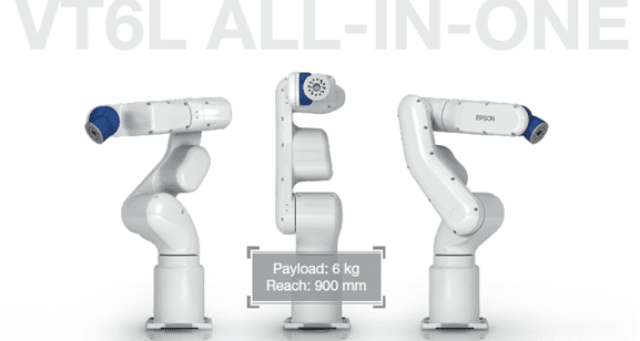 A set of three robotic arms with labels.