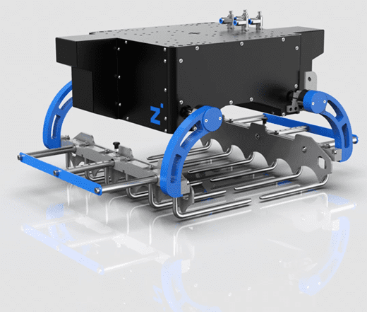 A machine that is sitting on top of some metal.