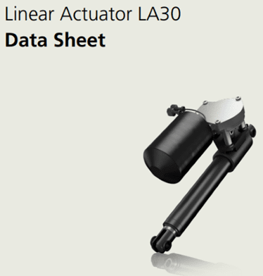 A picture of the linear actuator la 3 0 data sheet.