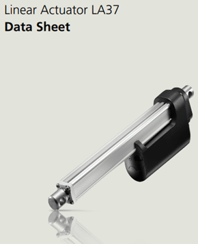 A picture of the data sheet for the linear actuator.
