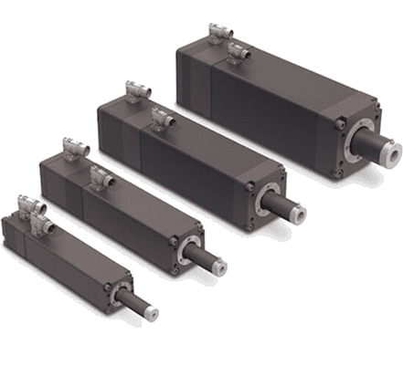 A group of four cylinders with one larger cylinder in front.