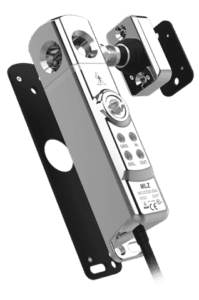 A picture of the side view of a door lock.