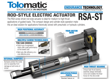 A diagram of the features and specifications for an electric actuator.