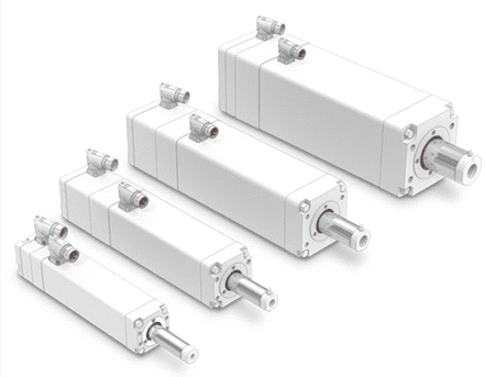 A group of four white cylinders with one larger than the other.