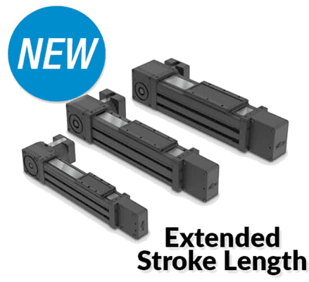 A group of three extended stroke length cylinders.