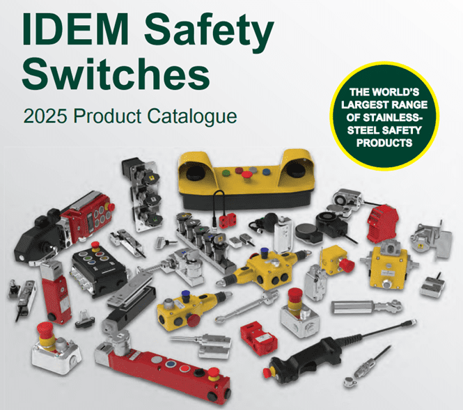 A catalog of safety switches and accessories for industrial machines.