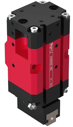 A red and black machine with two different parts