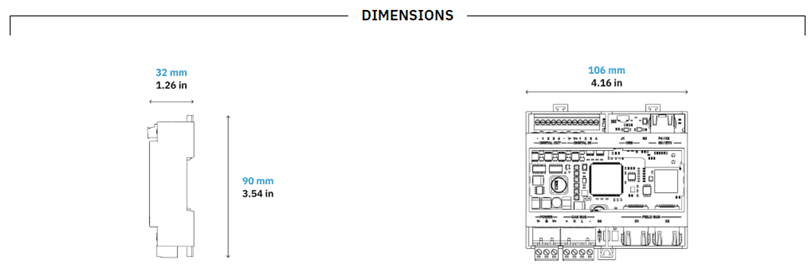 Diagram showing dimensions of a rectangular object with labeled measurements.