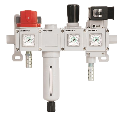 A green background with an air filter and regulator.