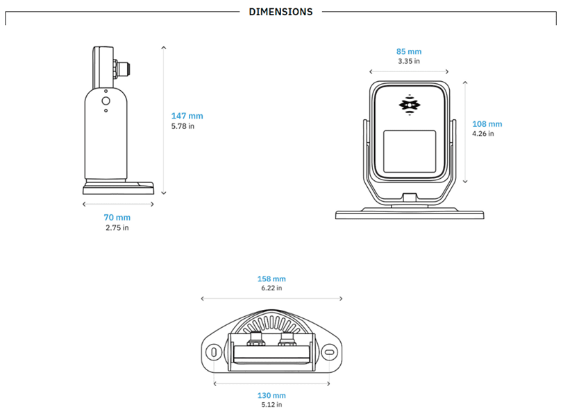 Technical drawing of a small device with detailed dimensions.