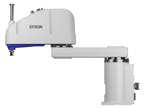 White Epson robotic arm with a sleek design.