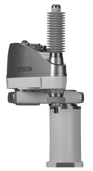 Compact Epson robotic arm with precision engineering and sleek design.