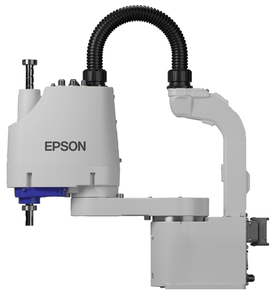 Epson industrial robotic arm with a precision tool attachment.
