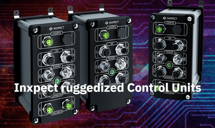Ruggedized industrial controllers with multiple ports and LED indicators.