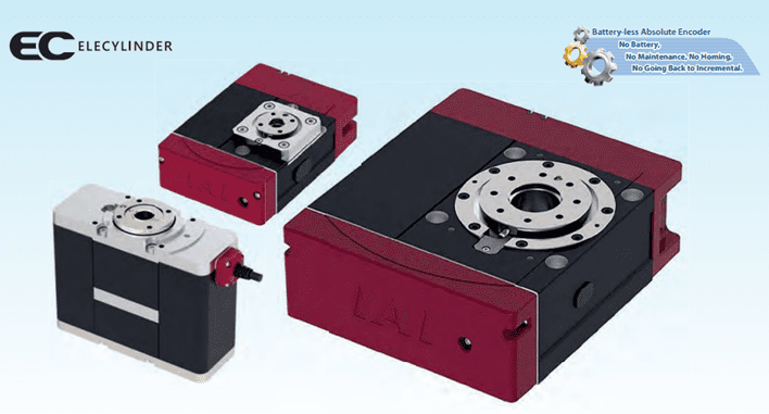 Two compact mechanical devices with red and black casings, featuring circular metal components.
