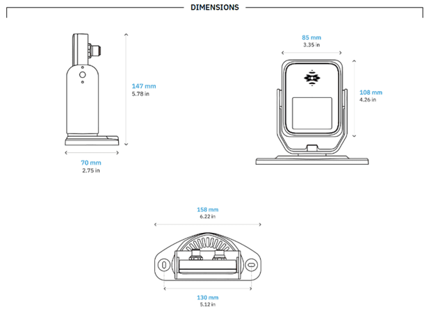 Technical drawing of a Siemens device with dimensions and front, side, and top views.