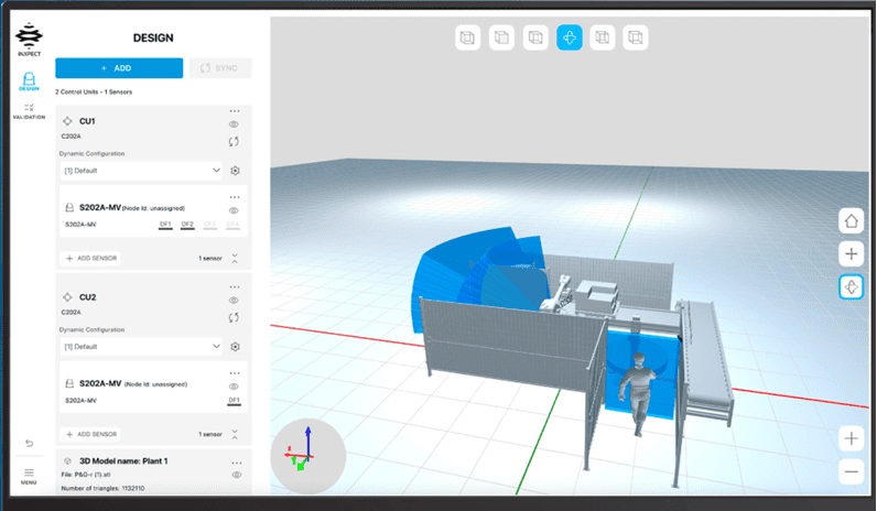 3D modeling software interface showing a workspace with geometric shapes and tools.