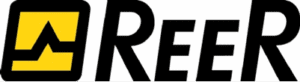 Close-up of bold black letters on a white background forming 'RE'.