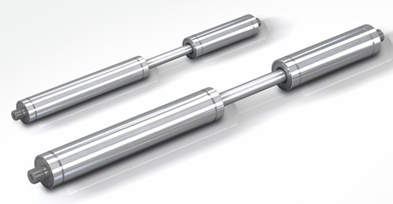 Pair of polished stainless steel cylindrical dumbbells